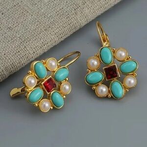 New Vintage Victorian Style Turquoise Elegance Filigree Earrings